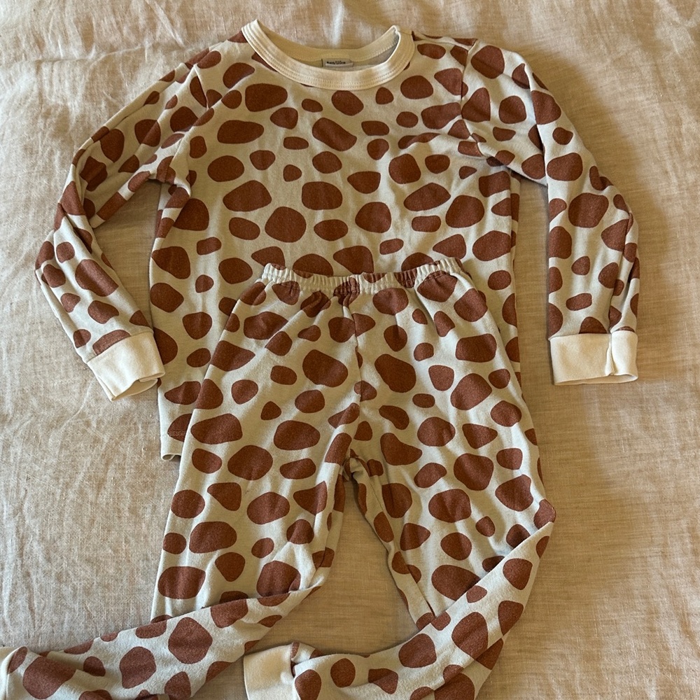 Petit Bateau Brown and Cream Kids Pajama Set